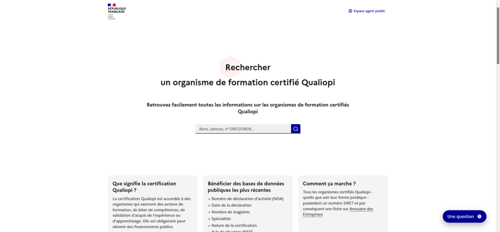 Moteur de recherche des organismes de formation certifies Qualiopi
